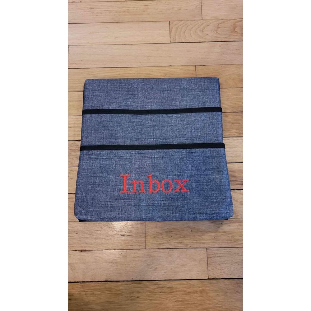 Thirty‎ One Signature Collection Inbox Organizer Blue Gray Fabric Case Holder